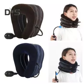Растяжитель шеи, надувной шейный бандаж для облегчения боли в шее, регулируемая подушка для вытяжения шеи, устройство для вытяжения шеи для облегчения мышечных спазмов кофейный
