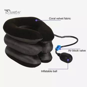 Растяжитель шеи, надувной шейный бандаж для облегчения боли в шее, регулируемая подушка для вытяжения шеи, устройство для вытяжения шеи для облегчения мышечных спазмов темно-синий