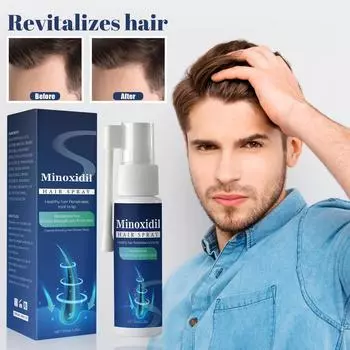 Раствор миноксидила для наружного применения, 30 мл/спрей, останавливает выпадение волос у мужчин, естественным образом ускоряет рост волос, реактивирует сморщенные фолликулы синий