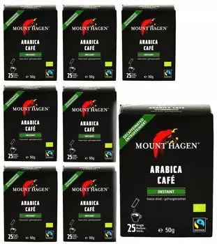 Растворимый кофе Mount Hagen Organic Fair Trade в стиках без кофеина Mount Hagen xx 8 коробок без кофеина [50 г] (2г 25П)] (8 без кофеина)