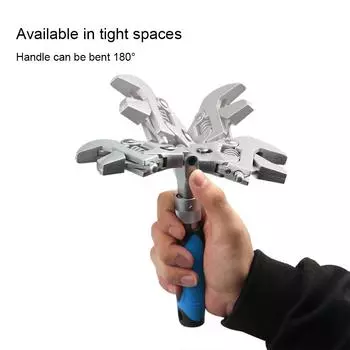Ratchet Wrench 10 Inch 5 In 1 Flex Head Shaking Rotatable Stretchable Handily Gripped Repair Tool Folding Wrenches