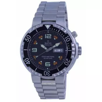 Ratio FreeDiver Black Dial Stainless Steel Quartz 1050HA93-19V-BLK 1000M Мужские часы