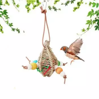 Rattan Bird Hanging Shredder Toys Wood Parrot Chewing Corn Husk Toys Parakeet A