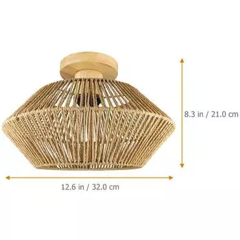Rattan Flush Mount Ceiling Light Woven Pendant Lamp Living Room Lights Hanging LEDChandelier Bedroom Office Laundry Restaurant Cold White&32X21CM жёлтый