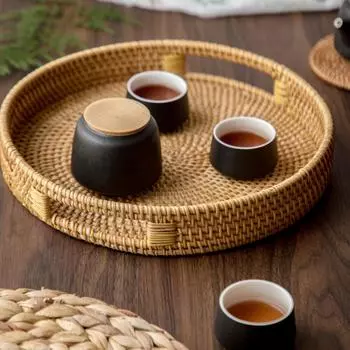 Rattan Storage Basket Practicability Tray Fruit Dish Home Multipurpose Handmade