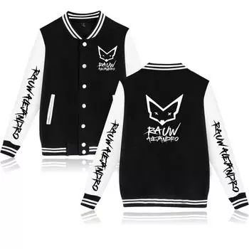 Rauw Alejandro Графический принт Мужчины Женщины Хип-хоп Куртка Пальто Толстовки Толстовка Бейсбольная форма Уличная одежда Мальчики Девочки Кардиган Топы Одежда XS чёрный