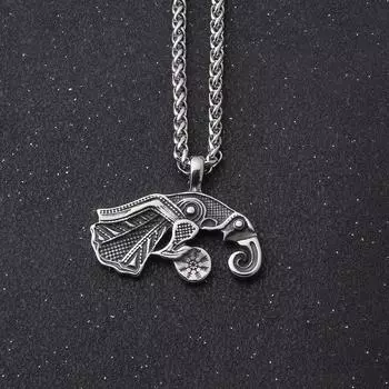 Raven Pendant Necklace Stainless Steel Viking Scandinavian Norse Viking Necklace Men Gift Single Pendant