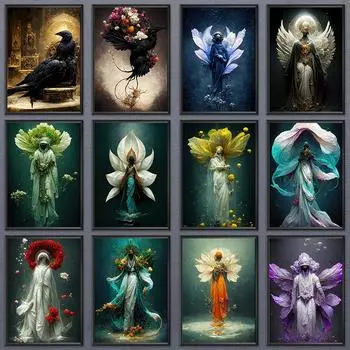 Raven Queen Sacral Redemption Плакаты и принты Настенные художественные картины Цветочные люди Картина на холсте Гостиная Домашний декор Cuadros 21x30cm No Framed