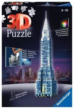 Ravensburger 216 Piece 3D Puzzle Chrysler Building Night Edition 3D Puzzle 12595 1