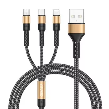 RAVIAD 3in1 Charging Cable USB Cable Charging Cord USB Type C Cable Micro USB Cable Phone Charging Cable Can Power 3 Devices Simultaneously Compatible