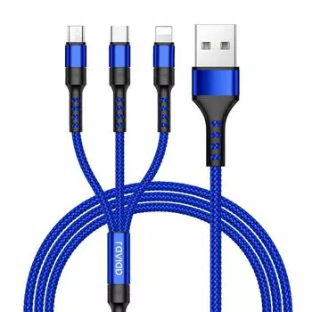 RAVIAD 3в1 кабель для зарядки USB-кабель 3A Шнур для быстрой зарядки Кабель USB Type C Кабель Micro USB Кабель для зарядки телефона Может заряжать 3 устройства