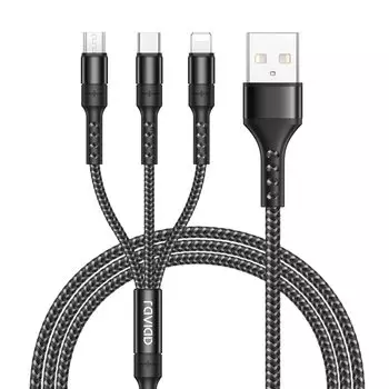 RAVIAD 3в1 кабель для зарядки USB-кабель 3A Шнур для быстрой зарядки Кабель USB Type C Кабель Micro USB Кабель для зарядки Lightning Может заряжать 3 устройства