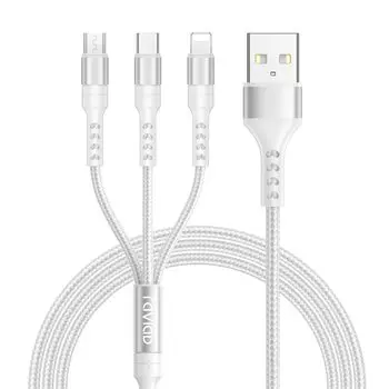 RAVIAD 3в1 кабель для зарядки USB-кабель 3A Шнур для быстрой зарядки Кабель USB Type C Кабель Micro USB Кабель для зарядки телефона Может заряжать 3 устройства серебряный