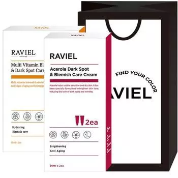 Raviel acenola Kim Mi Cream 50мл x 2P + Мультивитамины Jop Tisserum 50мл x 2P + Подарочный набор для покупок, 1 комплект, набор популярной корейской косметики
