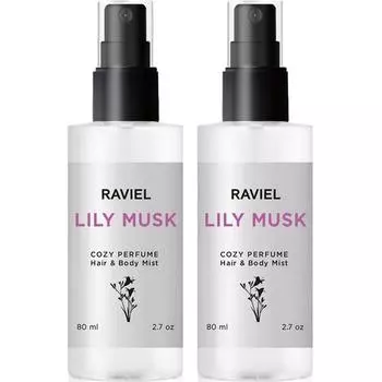 RAVIEL Cozy Perfume Hair & Body Mist Lily Musk Fragrance, 80ml, 2 pcs.
