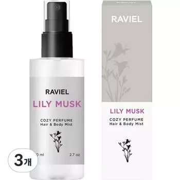 Raviel Cozy Perfume Hair & Body Mist Lily Musk Fragrance, 80ml, 3 units