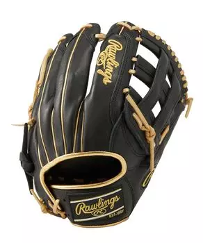 Rawlings Бейсбольная перчатка для взрослых, софтбол HOH BLACK LABEL, все размеры GR3HBLN65, метатели [для полевых игроков] 11,75, черная/золотая *Для левшей