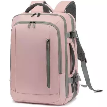 Равноценный 18-дюймовый чемодан 31 л, расширяемый мужской и женский рюкзак для ноутбука 17/17,3 дюйма, зарядка через USB, открытие на 180°, сумка для влажной и сухой одежды чёрный