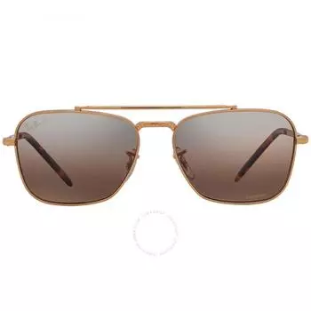 Ray Ban New Caravan Polarized Clear Gradient Dark Brown Rectangular Unisex Sunglasses RB3636 9196G5 55