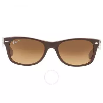 Ray Ban New Wayfarer Classic Gradient Brown Polarized Rectangular Unisex Sunglasses RB2132 6608M2 52