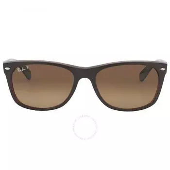 Ray Ban New Wayfarer Классические коричневые поляризованные прямоугольные солнцезащитные очки унисекс с градиентом RB2132 6608M2 58