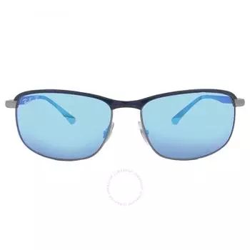 Ray Ban Polarized Gray Mirrored Blue Rectangular Unisex Sunglasses RB3671CH 92044L 60