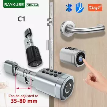 RAYKUBE C1 Умный цилиндровый замок Bluetooth Tuya / TTlock APP Код отпечатка пальца IC-карта Универсальная простая установка