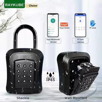 RAYKUBE IP65 водонепроницаемый металлический умный настенный замок для ключей с приложением Tuya/TT Lock/разблокировкой пароля для сейфа с ключами