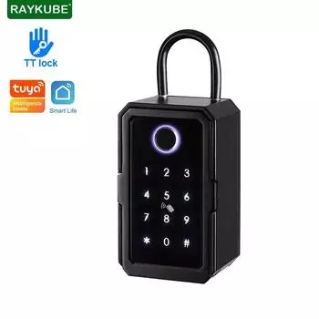 RAYKUBE Электронный ящик для ключей с паролем отпечатков пальцев IC-карта Bluetooth TTlock / Tuya Smartlife Security Портативные ящики для хранения ключей