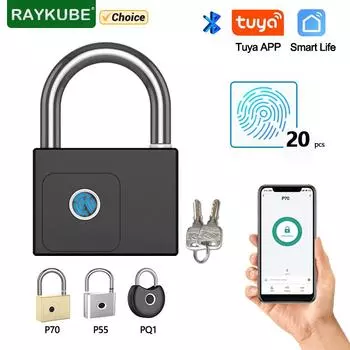 RAYKUBE Tuya Smart Padlock Отпечаток пальца Водонепроницаемый USB-зарядка Быстрая идентификация Датчик разблокировки Высокое качество P70/P55/PQ1 Silver