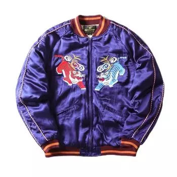 RAYON SOUVENIR JACKET 51396 BLUE [Houston] (HUNDRED TIGER) синий