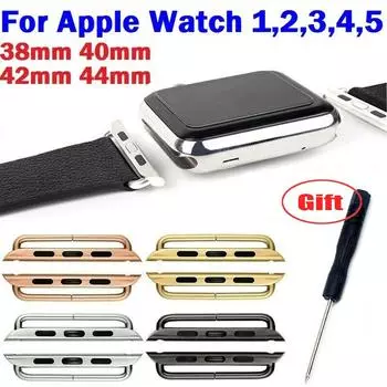 Разъем-адаптер из нержавеющей стали, 38 мм, 40 мм, 42 мм, 44 мм, ремешок для Apple Watch Iwatch 1, 2, 3, 4 серии 38mm серебряный