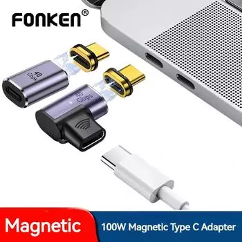Разъем для быстрого зарядного устройства Fonken 100 Вт, тип C, USB4.0, Thunderbolt3, USB C к типу C, 40 Гбит/с, 8K, 60 Гц, адаптер USB типа C Only 1PC Type-C plug