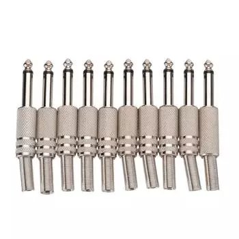 Разъем для наушников 6,35 мм аудиоразъем 6,35 мм штекер 1/4 моно разъем адаптер пайка аудиоразъем 10Pcs