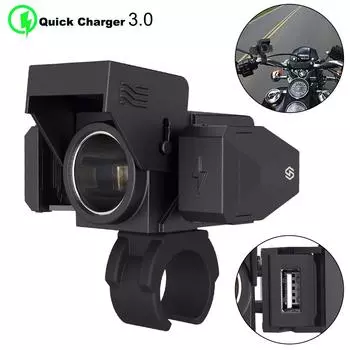 Разъем Intelligent PD QC3.0 для зарядки телефона, умный многофункциональный порт USB Type C, зарядное устройство для аккумулятора мотоцикла 12 В 24 В чёрный