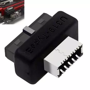 Разъем материнской платы компьютера 19Pin / 20Pin To Type-E 90 градусов настольный конвертер