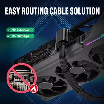 Разъем питания ATX3.0 STD/RVS 12VHRWR для видеокарты, адаптер питания GPU 90 градусов для RTX 4090 4080 4070 Ti 3090 Ti RVS чёрный