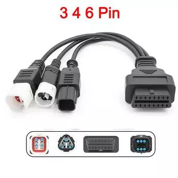 Разъем сканера OBD2 «папа-мама» 3, 4, 6-контактный для Yamaha, для Honda, удлинительный кабель OBD 2 на 16 контактов, диагностический инструмент для мотоциклов CHINA