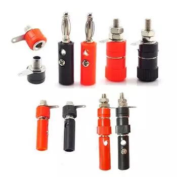 Разъем типа «банан», 4 мм, черный, красный, разъем «банан», 1 компл./2 шт., разъемы для аудиодинамика, разъемы «сделай сам» type 9