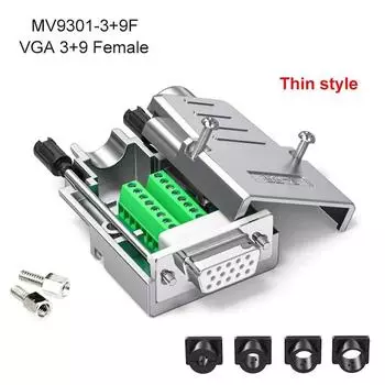 Разъем VGA без пайки DB15, штекер, гнездо, HDB15-контактный разъем, промышленный VGA 15-контактный 3+9, разъем для компьютерного монитора, проектора 1 Pcs&DB15