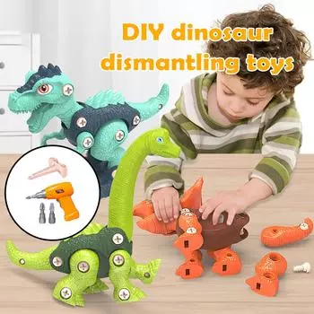 Разберите игрушки динозавров для детей, изучающих образовательные наборы строительных игрушек