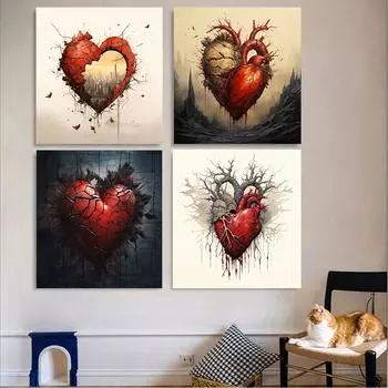 Разбитое сердце абстрактные постеры принты для гостиной спальни домашний декор фэнтези темные трещины холст картина настенное искусство 20x20cm no frame