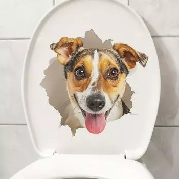 Разбитый туалет для щенков с настенной наклейкой для украшения ванной комнаты 29*29CM/fun-m135