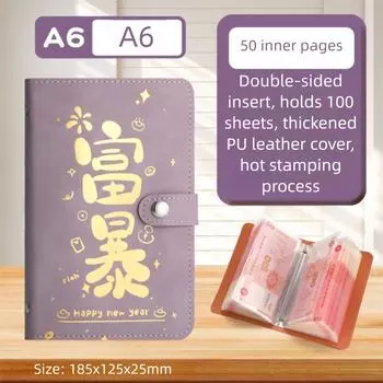 Разбогатей за ночь 100 конвертов Челлендж по накоплению денег ПУ Сберегающий органайзер Дети фиолетовый