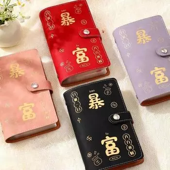 Разбогатей за одну ночь 100 конвертов Экономия денег Вызов Экономия денег Мини-переплет Pu Экономия вызов Большая емкость Водонепроницаемый фиолетовый