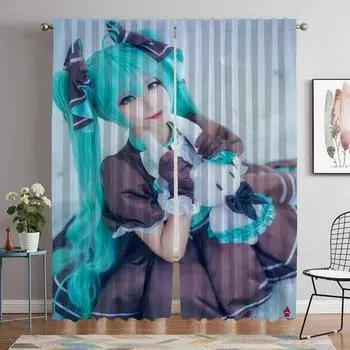 Раздел Hatsune M-Miku занавеска для окна для домашнего интерьера занавески для камеры занавески для детской комнаты тюль для спальни жалюзи гостиная W50xH70cmx2pcs-CL