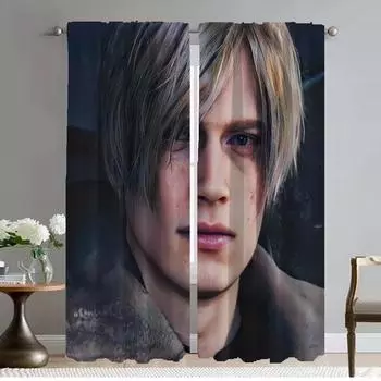 Раздел Leons Kennedy Оконная Штора для Комнаты 2 Панельные Шторы Для Домашнего Интерьера Тюль для Спальни Оттенки Гостиная Кухня Затемнение W50xH70cmx2pcs-CL