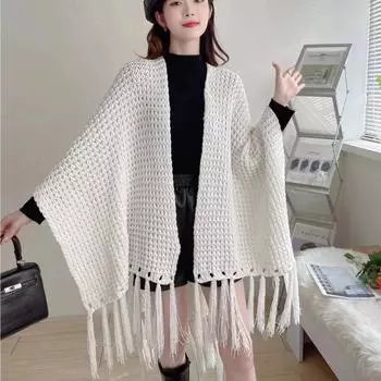 Раздельная шаль дорожная шаль шаль однотонный внешний вязаный кардиган плащ шаль для женщин One Size красный