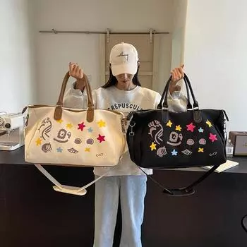 Раздельная спортивная сумка для фитнеса для сухого и влажного использования, дорожная сумка для путешествий на короткие расстояния, женская сумка через плечо, портативная, большой емкости чёрный