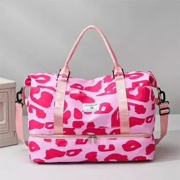 Раздельная спортивная сумка для фитнеса с леопардовым принтом, женская дорожная сумка большой вместимости, расширяемая сумка для хранения с разделением, сумки для обуви